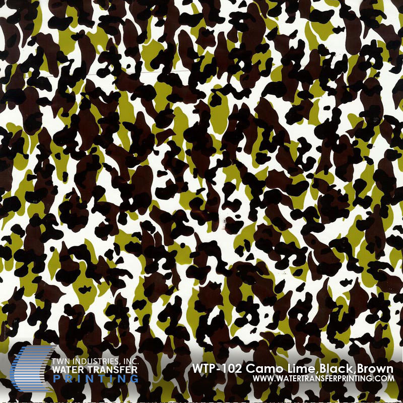 WTP-102 Camo Lime Black Brown hydrographic film