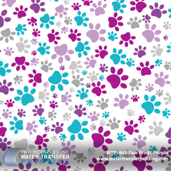 WTP-840 Paw Prints Purple hydrographic film