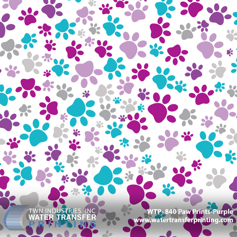 WTP-840 Paw Prints Purple hydrographic film