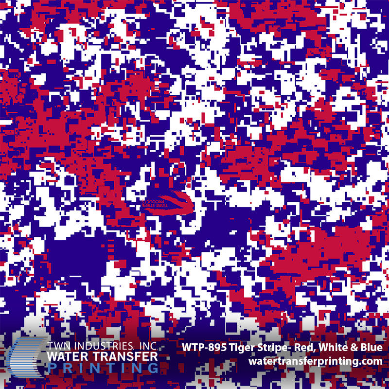 WTP-895 Tiger Stripe Red, White, Blue hydrographic film