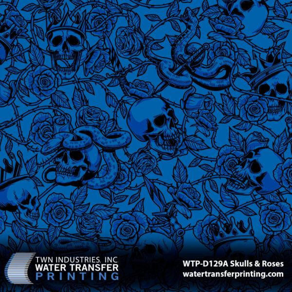 WTP-D129A Skulls and Roses Blue hydrographic film