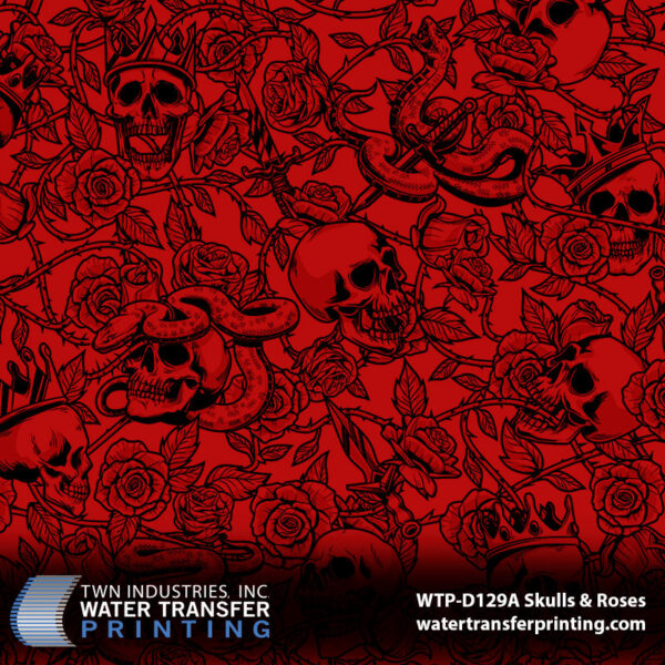 WTP-D129A Skulls and Roses Red hydrographic film