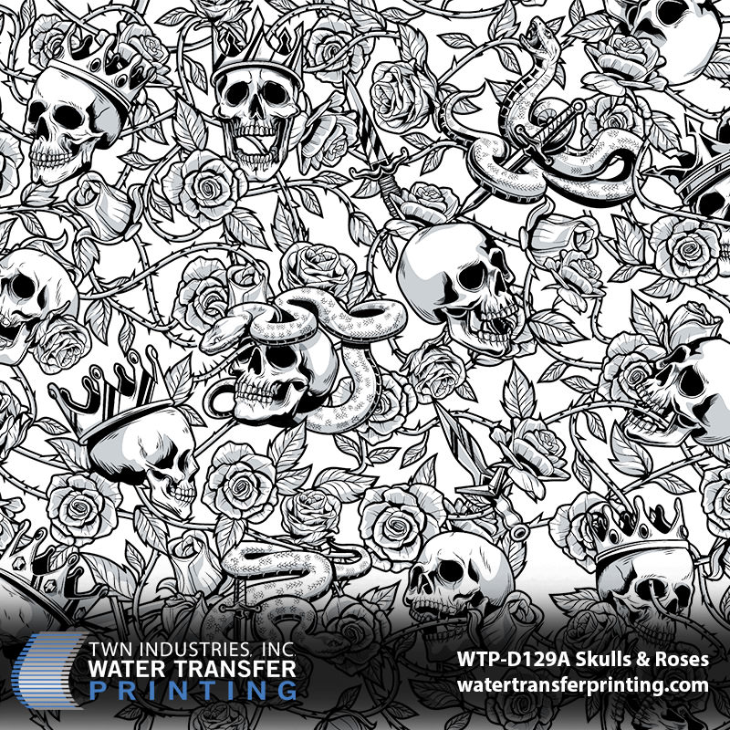 WTP-D129A Skulls and Roses hydrographic film